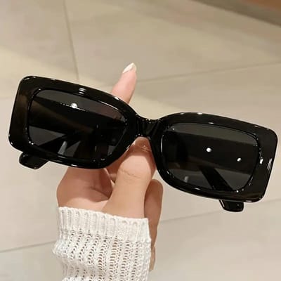 1 Stuks Chique Rechthoekige Modebril voor Dames - Duurzaam PC-Glas Montuur Geruit Pasvorm Meerkleurig - Geweldig voor Strandfeest en Festival