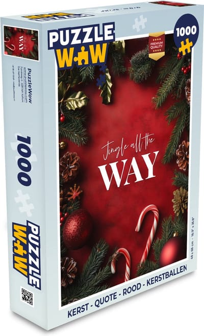 Puzzel Kerst - Quote - Rood - Kerstballen - Legpuzzel - Puzzel 1000 stukjes volwassenen - Kerst - Cadeau - Kerstcadeau voor mannen, vrouwen en kinderen