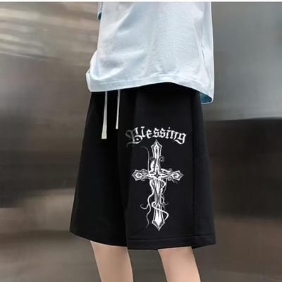 Zomer Nieuwe Jongens Losse Cross Vijfpunts Broek Student Basketbal Casual Veelzijdige Sportshorts M zwart