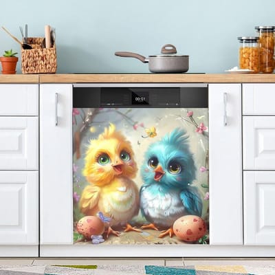Vaatwasserhoezen Magnetisch - Keuken Decoratie - Keuken Opfrissen - Universele Compatibiliteit - 23x26 Inch - Kippen Eieren Thema