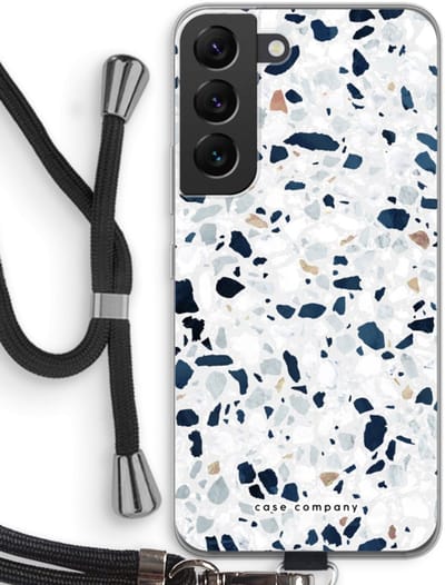 Case Company® - Hoesje met koord geschikt voor Samsung Galaxy S22 hoesje met Koord - Terrazzo N°1 - Telefoonhoesje met Zwart Koord - Bescherming aan alle Kanten en Over de Schermrand