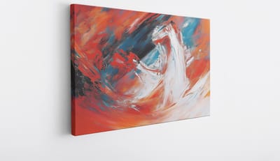 Saammp Canvas Schilderij - Rood wit Abstract - 30x20 - Foto op canvas - Wanddecoratie - Muurdecoratie Woonkamer - Slaapkamer decoratie - Canvas Print