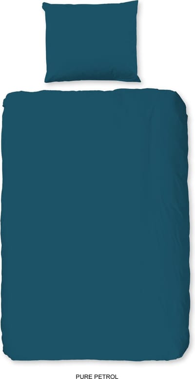 Pure dekbedovertrek effen kleur - 1 persoons 140x200/220 cm - Petrol - Microvezel
