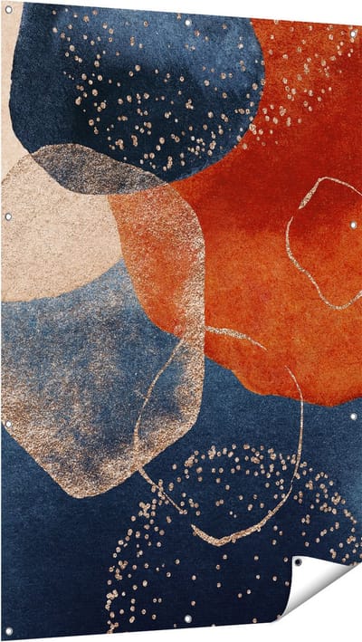 Gards Tuinposter Abstracte Kunst van Cirkels - 100x150 cm - Tuindoek - Tuindecoratie - Wanddecoratie buiten - Tuinschilderij