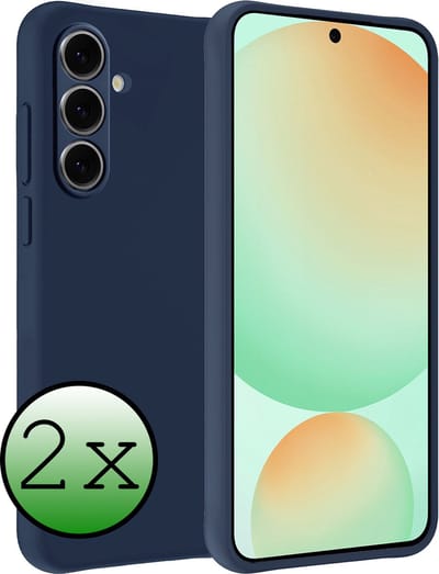 Hoesje 2 Stuks - Geschikt voor Samsung Galaxy S24 FE - Sterk & Shockproof - Case Siliconen - Back Cover - Telefoon Hoes - Donkerblauw