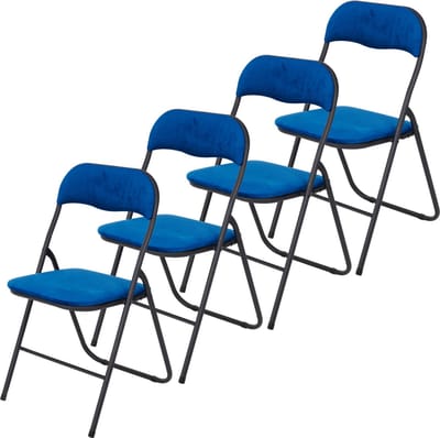Infinity Goods Klapstoelen - Set van 4 - Vouwstoelen - Fluweel - Eettafelstoelen - Opklapbare Stoelen - 43 x 47 x 80 CM - Stoelen - Blauw