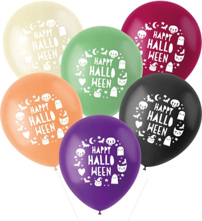 Folat - Ballonnen Happy Halloween 33 cm - 6 stuks - Halloween - Halloween Decoratie - Halloween Versiering - Halloween Ballonnen