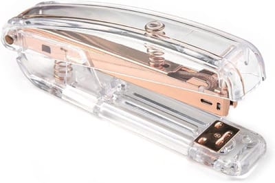Transparante Roze Gouden Acryl Bureaustapler met 1000 Nietjes voor Kantoor, School en Thuisgebruik, Desk Accessoire