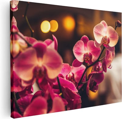 Artaza Canvas Schilderij Bloemen - 40x30 cm - Klein - Wanddecoratie Woonkamer - Muurdecoratie Orchidee - Kamer Accessoires