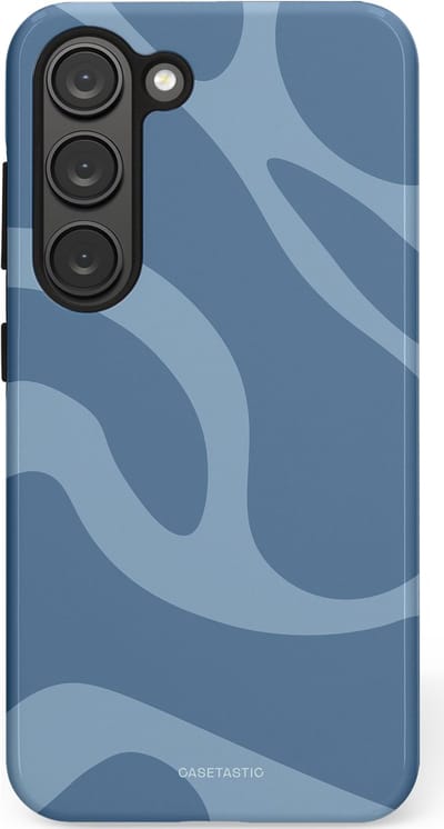 Casetastic hoesje geschikt voor Samsung Galaxy S23 - Dubbellaagse bescherming - Blauwe Water Golven - Fashion Case - Grijs Lichtblauw
