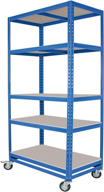 Stevige Kommissioneringswagen met 5 Verstelbare Niveaus - Blauwe Etagewagen voor Magazijn