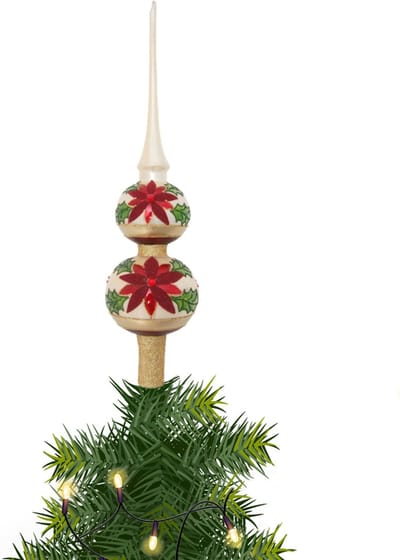Krebs piek met kerstster - 1x - goudkleurig - glas - 30 cm - kerstversiering - kerstboomversiering