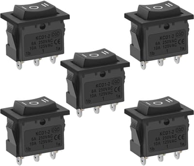 Dailygoody - Tuimelschakelaar - 3 Posities - Voor Auto en Boot - Zwart - Schakelaar - 6A 250V AC - Geschikt voor Huishoudelijke Apparaten - 5 Stuks