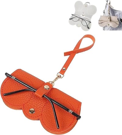 Brillenetui - Zonnebrillenetui - Unisex - Past in een handtas - Stijlvol, slank en compact zonnebrillenetui - Zonnebrillenetui - Met riemclip - Oranje