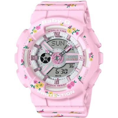 Casio BABY-G kleine zon speciaal samenwerkingspatroon bloemenpatroon schokbestendig en waterdicht sporthorloge kwartsuurwerk harsband BA-110LSB-4AJR grijze kleur