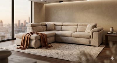 hoekbank salo - beige/taupe - lounge links- met slaapfunctie- hoeksalon met bed en opbergruimte zetel