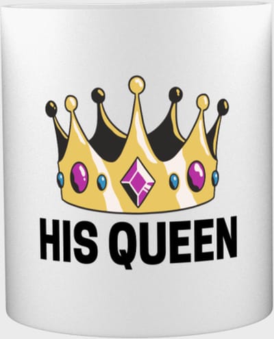 sleutelhanger wereld - His queen Mok met opdruk - verjaardag - Haar - Hem - Grappige tekst - 350 ML inhoud