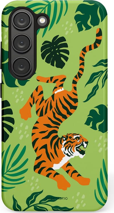 Casetastic Hoesje Geschikt voor Samsung S23 - Stijlvolle Beschermende Duo-layer Case - Tijgerwoud