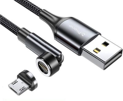 DrPhone iONIC – Magnetische Oplaadkabel 540° Roterend – 3A Fast Charge – Micro USB Kabel 2 Meter – 480Mbps Data Sync – Zwart