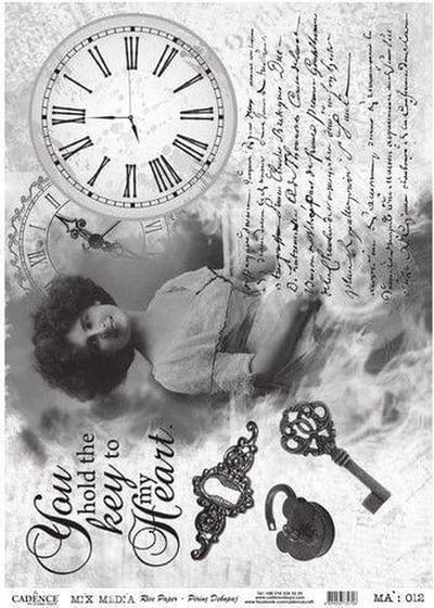 Cadence rijstpapier You hold the key to… - zwart Model No: 012 30x42cm