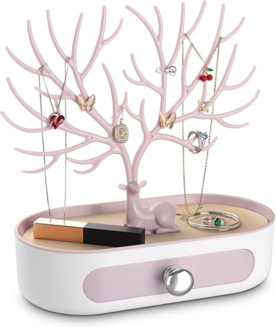 Sieradenstandaard met Gewei, Decoratieve Organiser voor Oorbellen en Halskettingen