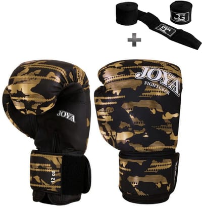 Joyagear Kickbokshandschoenen Camo V2 – Goud – PU Leer – 4 oz – Voor Kinderen & Volwassenen – Boksen & Kickboksen - Inclusief Bandage