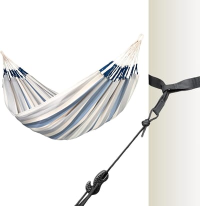 Grote dubbele klassieke hangmat met boombevestiging - Weerbestendig voor binnen en buiten - Perfect voor ontspanning
