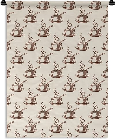 Wandkleed - Wanddoek - Patronen - Vintage - Koffie - 150x200 cm - Wandtapijt