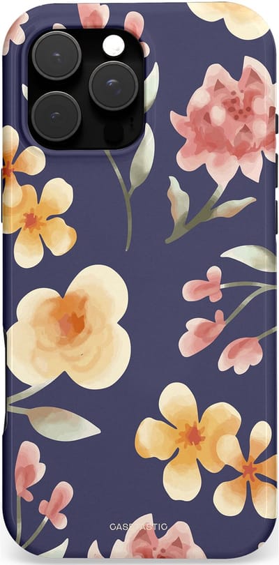 Casetastic Hoesje Geschikt voor Apple iPhone 16 Pro Max Magsafe - Stijlvolle Beschermende Duo-layer Case - Bloesemnacht Marine