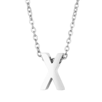 Aramat Jewels | Halskettingen | Stalen Initiaal Letterketting Vrouw – 45cm Zilverkleurig Gepersonaliseerd | X | |1,5mm | Staal | Volwassenen | Verkleurd niet