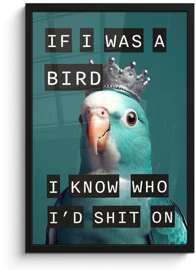 Poster in lijst - Fotolijst 40x60 cm - Posters - Parkiet - Turquoise - Quotes - Decoratie - Posterlijst zwart - Decoratie - Wanddecoratie woonkamer - Muurdecoratie slaapkamer