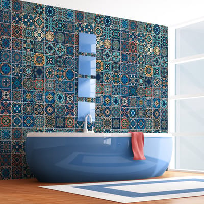 Zelfklevende tegelmuurstickers voor keuken en badkamer - 60 Ceciliano Azulejo tegelstickers - 60 stickers, 20x20cm