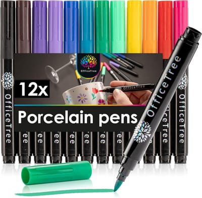 Porselein Stiften - Keramiek Markers - Decoreren van Glas - Vaatwasserbestendig - 12 Kleuren - Multicolour