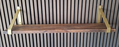 Hoexs - Mango - 80 cm - Inclusief Plankdragers Goud - Boekenplank - Boekenrek - Wandplank - Inclusief Bevestigingsmateriaal - Industrieel