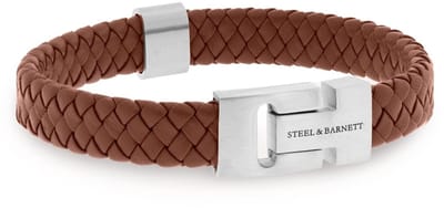 STEEL & BARNETT - Leren Armband Heren - Harrison - Lichtbruin - Maat S