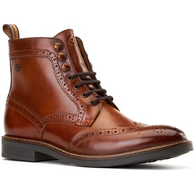 Base London Bristol Leren Herenbrandschoenen In Verbrande Tan Kleur
