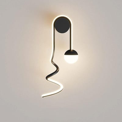 Moderne Wandlamp - Slaapkamerlamp Metaal - Elegante Verlichting - Unieke Golfvorm - 20 x 40 cm - Zwart