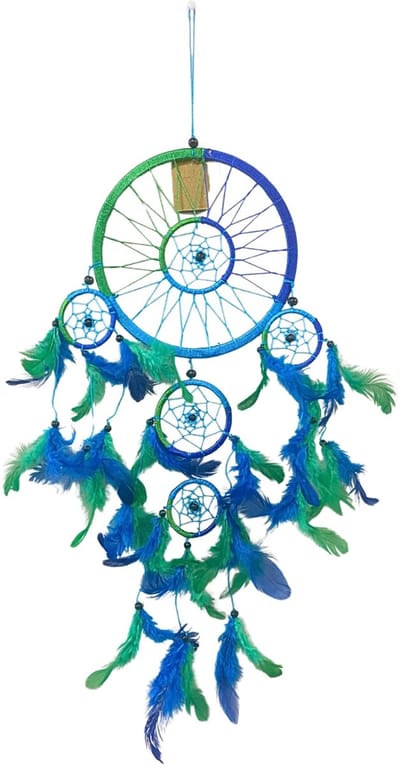 Dromenvanger 16 cm Groen-Blauw -- Dream Catcher