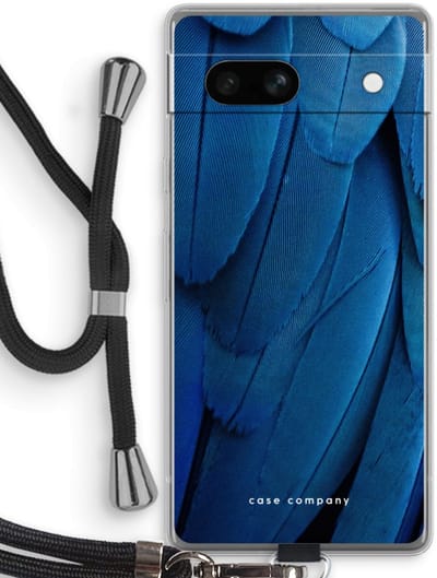 Case Company® - Hoesje met koord geschikt voor Google Pixel 7A hoesje met Koord - Pauw - Telefoonhoesje met Zwart Koord - Bescherming aan alle Kanten en Over de Schermrand