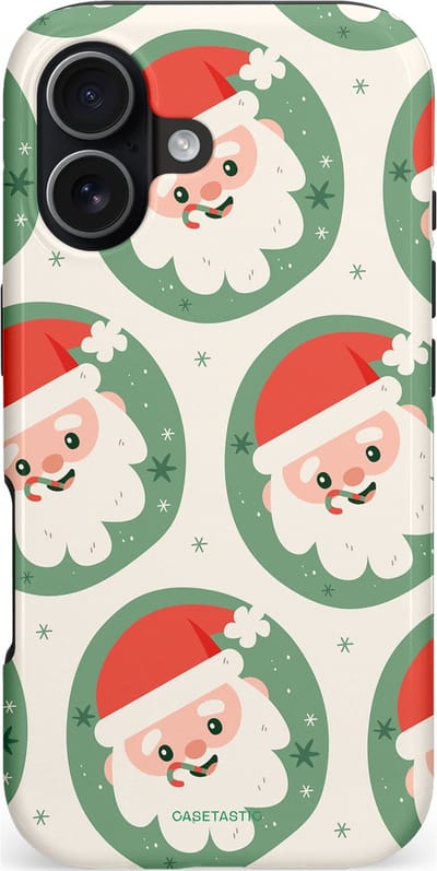 Casetastic hoesje geschikt voor Apple iPhone 17 - MagSafe - Dubbellaagse bescherming - Zuurstok Groen Witte Kerstman - Fashion Case - Wit Saliegroen Crème Terracotta