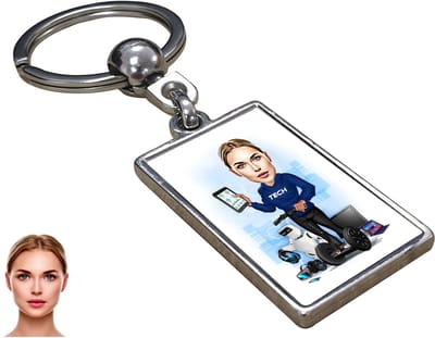 Moeder Karikatuur - Karikatuur Sleutelhanger met Jouw Foto - Sleutelhanger - Cadeau - Verjaardag - Kerst - Kado - Valentijn - Moederdag - Moederdag cadeautje - Moederdag cadeau voor mama - Gepersonaliseerd Cadeau