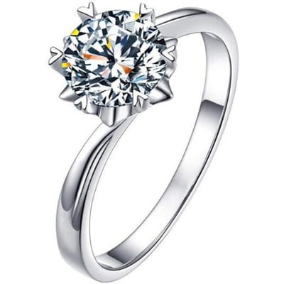 Nouvelle Bague en Forme de Cœur Pour Femmes Bijoux Tout-Aller Argent S925 Bagues Diamant Ouverture Réglable Cadeau Anniversaire Couple white