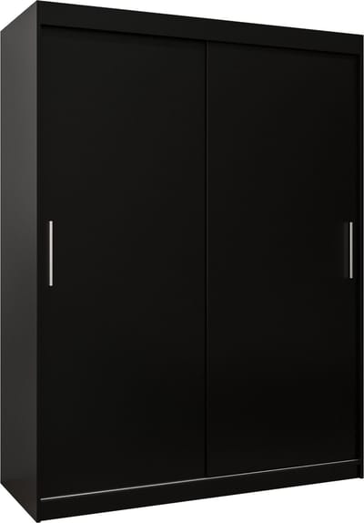 InspireMe - Kledingkast met 2 schuifdeuren, Modern-stijl, Kledingkast met planken (BxHxD): 150x200x62 - TORM 150 Zwart Mat