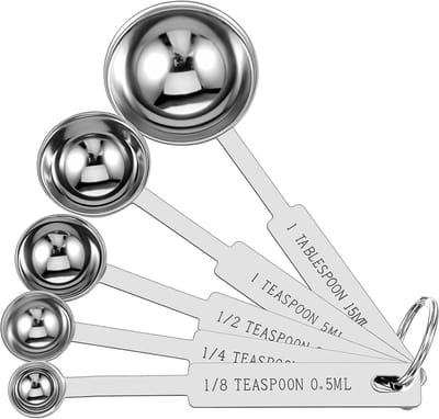 5 stuks roestvrijstalen maatlepels set, metalen maatlepels, tafellepel maatlepel voor koffie, theelepelschep