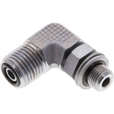 UNF 9/16''-18 x G 1/8'' Buitendraad Verzinkt Stalen L-Fitting 90graden ORFS 400 Bar - Hydrauliek - FL2E-M-EZE-009U-018G-O