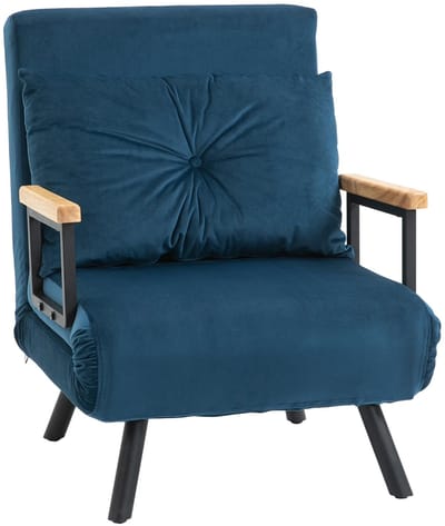 Roossentials slaapbank - Opklapbare slaapbank - Converteerbaar - Slaapfauteuil 1 persoon - Slaapstoel - 4 in 1 verstelbare rugleuning - Blauw