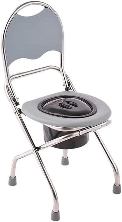Commode toiletstoel - Douchestoel opvouwbaar - Ondersteuning badkamer - Roestvrijstalen frame - Max 120 kg - Zilver