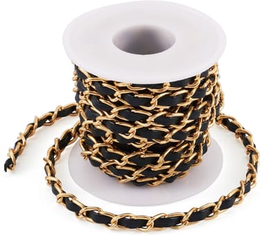 Dailygoods- Tasbandjes 5 Yards - PU Lederen Ketting - Licht Gouden Aluminium Link - Handtas/Portemonnee - DIY Sieraden Maken - 7 mm Breed, 3 mm Dik - Handtasband