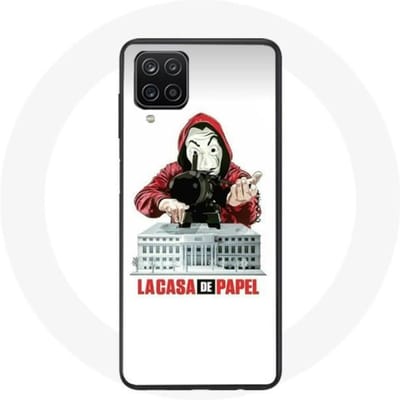 Samsung Galaxy A12 hoesje la casa de papel mask logo witte achtergrond wit