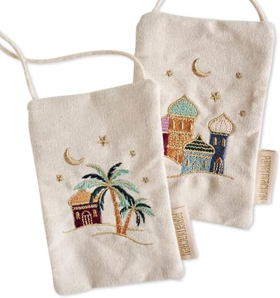 Famanu – Traditionele Oosterse portemonnee voor kinderen - ideaal voor Ramadan en suikerfeest - 9 x 13 cm - Kleurrijke set